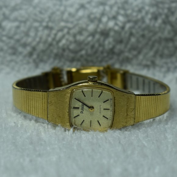 VTG Pulsar Gold Tone Quartz Watch w/ Safety Chain - Picture 14 of 15